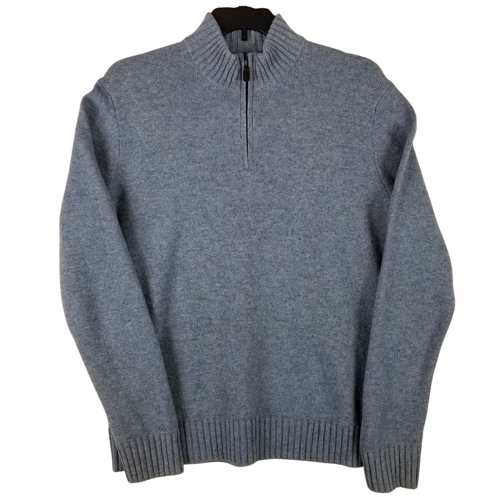 Black Brown 1826 Men XL Blue 100% Lambs Wool Quarter Zip Pullover Sweater EPUSDH
